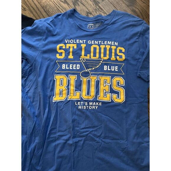 St Louis Blues Violent Gentlemen T-Shirt Lot NHL Hockey Mens Shirt Size 2XL - Picture 2 of 3